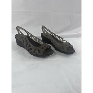 Crocs Adriana III Mini Wedge Sandals Brown Jelly Slip On Comfort Women's Size 9